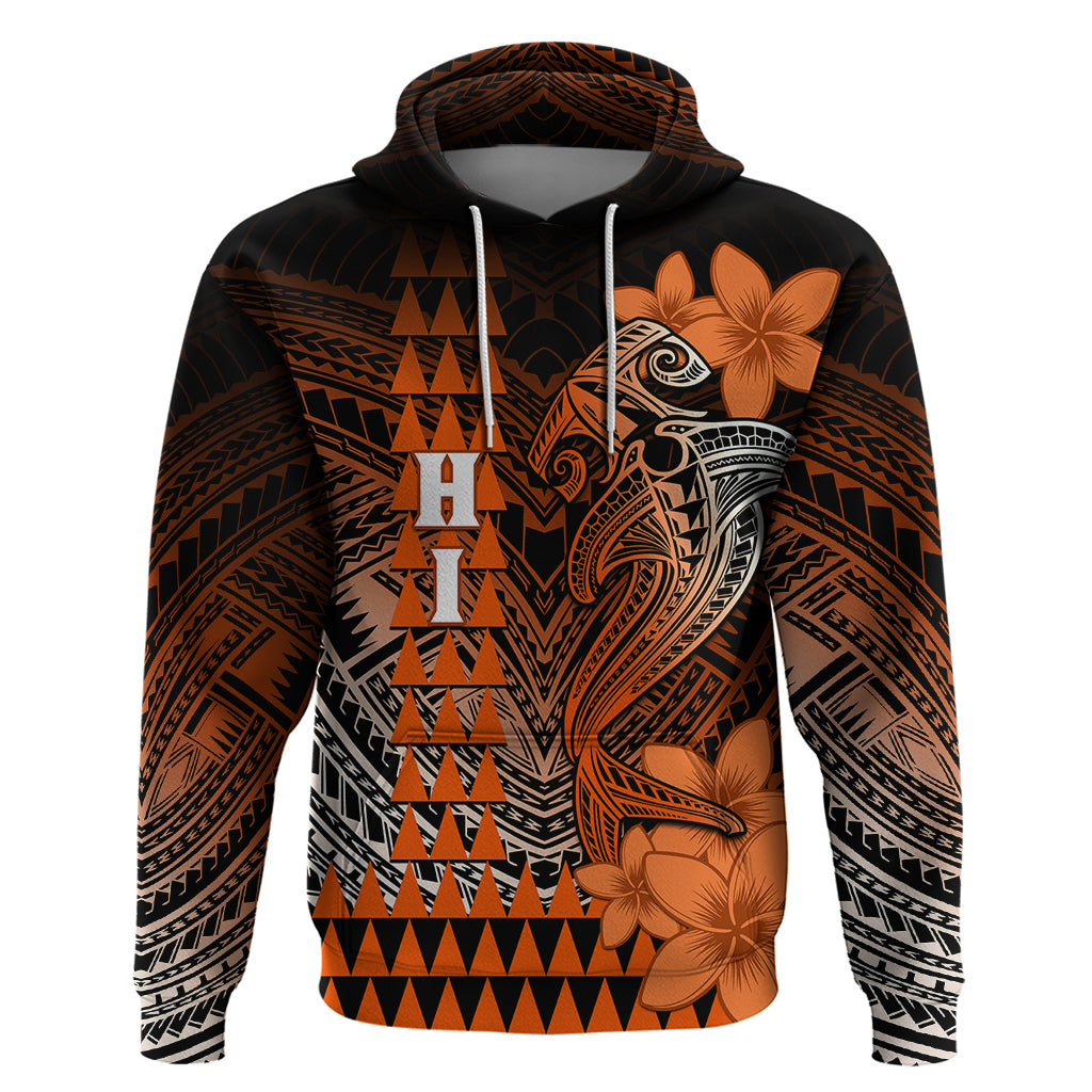 Personalized Hawaii Hoodie Hammerhead Shark Kakau Polynesian Tribal Orange LT05 Orange - Polynesian Pride