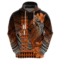 Personalized Hawaii Hoodie Hammerhead Shark Kakau Polynesian Tribal Orange LT05 - Polynesian Pride