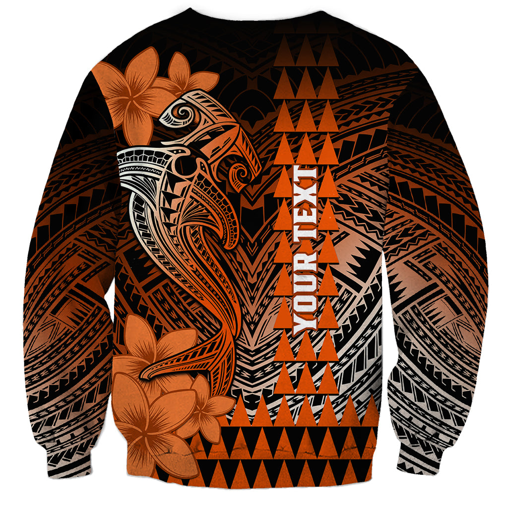 Personalized Hawaii Sweatshirt Hammerhead Shark Kakau Polynesian Tribal Orange LT05 - Polynesian Pride