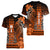 Personalized Hawaii Women V Neck T Shirt Hammerhead Shark Kakau Polynesian Tribal Orange LT05 - Polynesian Pride