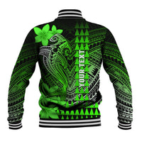 Personalized Hawaii Baseball Jacket Hammerhead Shark Kakau Polynesian Tribal Green LT05 - Polynesian Pride