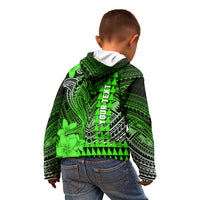Personalized Hawaii Kid Hoodie Hammerhead Shark Kakau Polynesian Tribal Green LT05 - Polynesian Pride