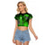 Personalized Hawaii Raglan Cropped T Shirt Hammerhead Shark Kakau Polynesian Tribal Green LT05 Female Green - Polynesian Pride