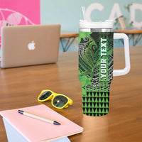 Personalized Hawaii Tumbler With Handle Hammerhead Shark Kakau Polynesian Tribal Green