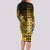 Personalized Hawaii Long Sleeve Bodycon Dress Hammerhead Shark Kakau Polynesian Tribal Gold LT05 - Polynesian Pride