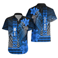 Personalized Hawaii Hawaiian Shirt Hammerhead Shark Kakau Polynesian Tribal Blue LT05 - Polynesian Pride