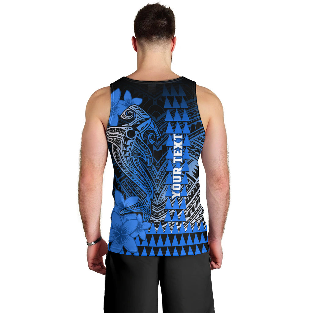 Personalized Hawaii Men Tank Top Hammerhead Shark Kakau Polynesian Tribal Blue LT05 - Polynesian Pride