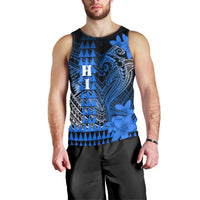 Personalized Hawaii Men Tank Top Hammerhead Shark Kakau Polynesian Tribal Blue LT05 - Polynesian Pride
