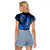 Personalized Hawaii Raglan Cropped T Shirt Hammerhead Shark Kakau Polynesian Tribal Blue LT05 - Polynesian Pride