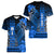 Personalized Hawaii Women V Neck T Shirt Hammerhead Shark Kakau Polynesian Tribal Blue LT05 - Polynesian Pride