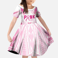 Breast Cancer Pink Out Family Matching Mermaid Dress and Hawaiian Shirt Polynesian Art Tattoo White Version LT05 Daughter's Dress White - Polynesian Pride