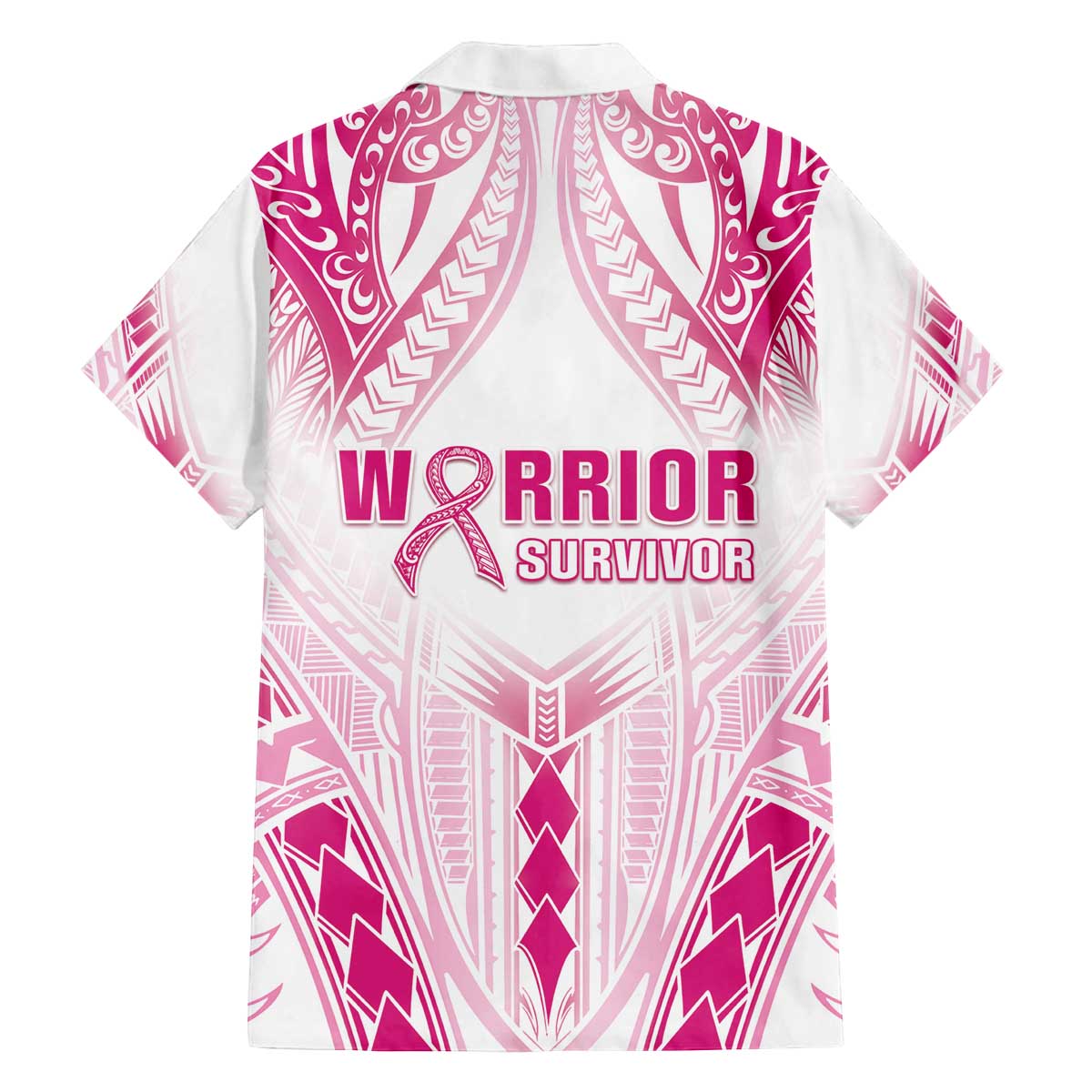 Breast Cancer Pink Out Family Matching Off Shoulder Short Dress and Hawaiian Shirt Polynesian Art Tattoo White Version