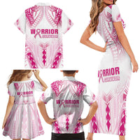 Breast Cancer Pink Out Family Matching Short Sleeve Bodycon Dress and Hawaiian Shirt Polynesian Art Tattoo White Version LT05 - Polynesian Pride