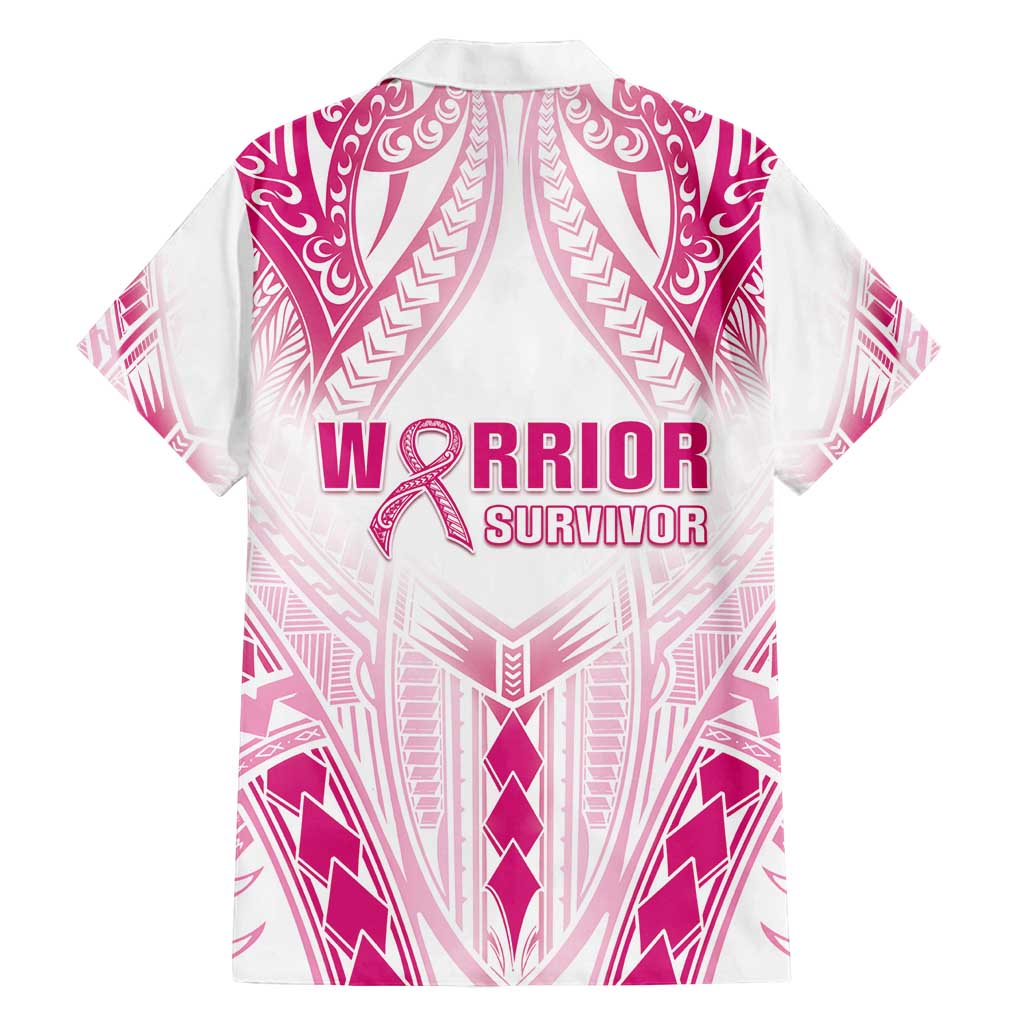 Breast Cancer Pink Out Family Matching Tank Maxi Dress and Hawaiian Shirt Polynesian Art Tattoo White Version