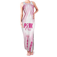 Breast Cancer Pink Out Family Matching Tank Maxi Dress and Hawaiian Shirt Polynesian Art Tattoo White Version