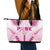 Breast Cancer Pink Out Leather Tote Bag Polynesian Art Tattoo White Version