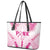 Breast Cancer Pink Out Leather Tote Bag Polynesian Art Tattoo White Version