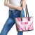 Breast Cancer Pink Out Leather Tote Bag Polynesian Art Tattoo White Version