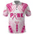 Breast Cancer Pink Out Polo Shirt Polynesian Art Tattoo White Version