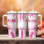 Breast Cancer Pink Out Tumbler With Handle Polynesian Art Tattoo White Version