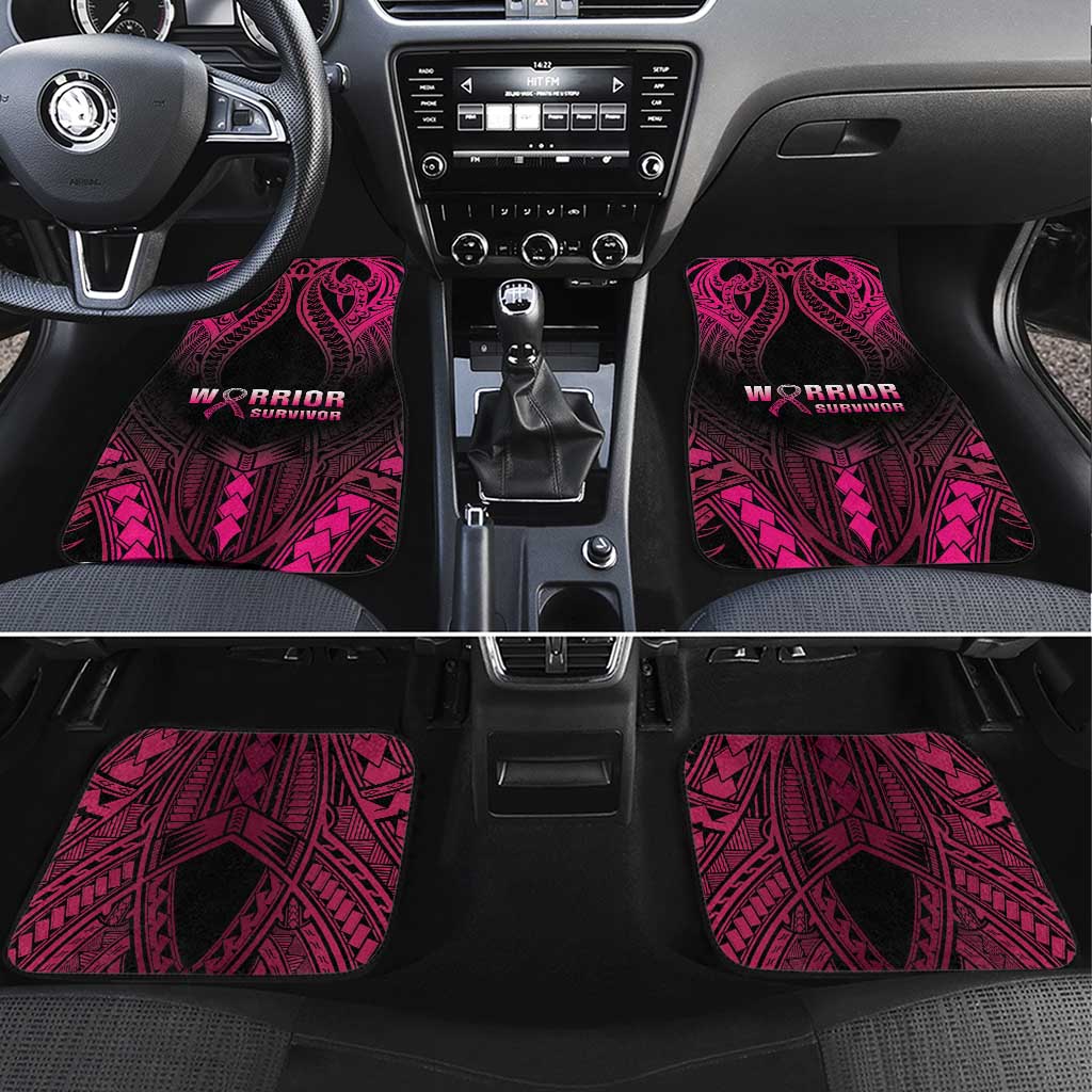 Breast Cancer Pink Out Car Mats Polynesian Art Tattoo Black Version