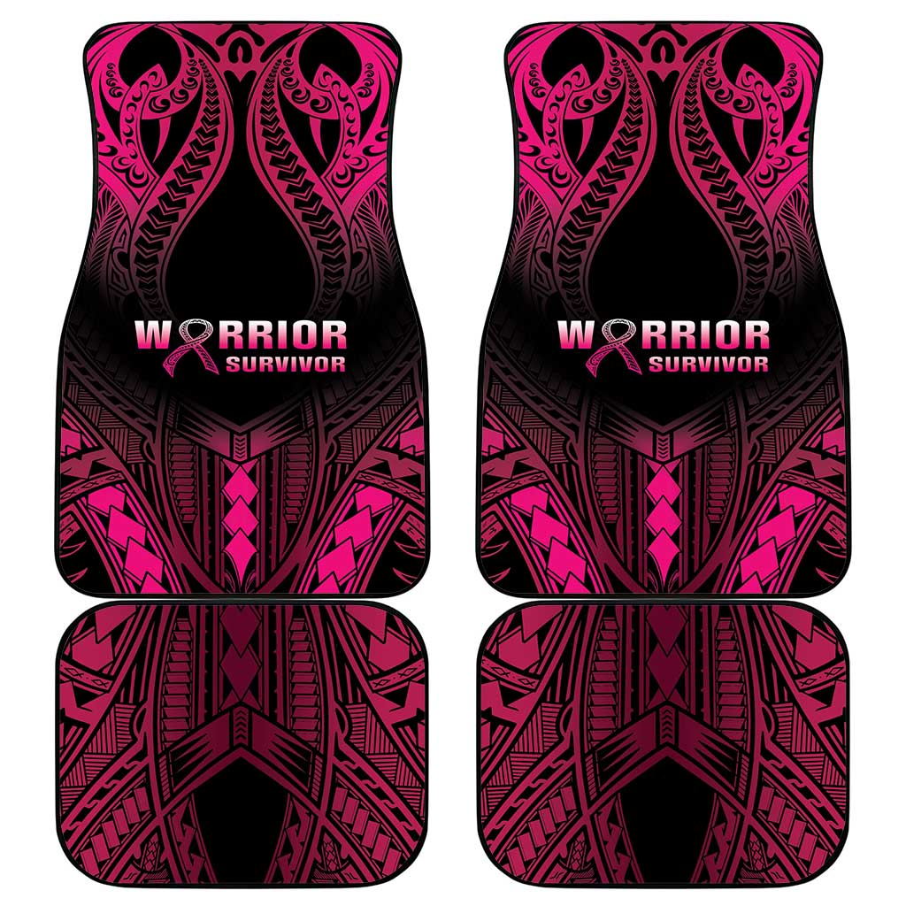 Breast Cancer Pink Out Car Mats Polynesian Art Tattoo Black Version