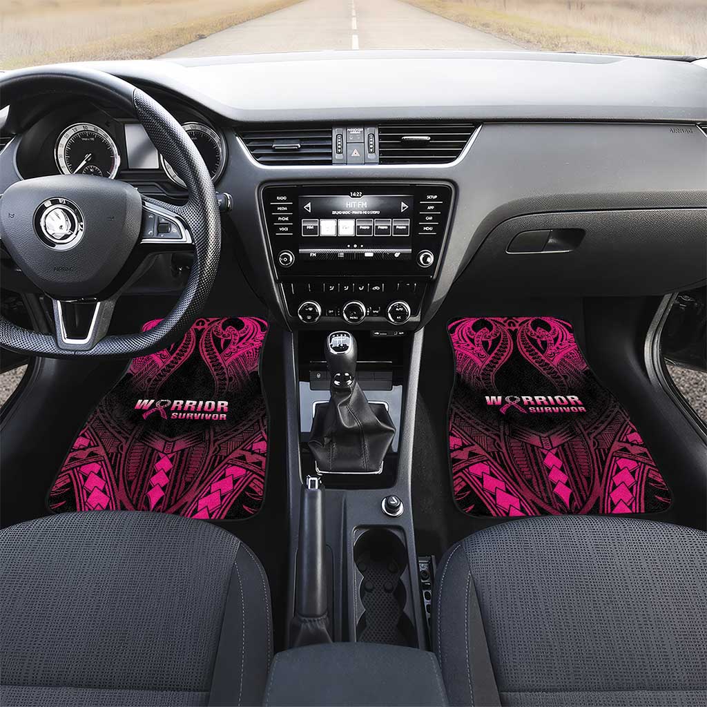Breast Cancer Pink Out Car Mats Polynesian Art Tattoo Black Version