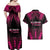 Breast Cancer Pink Out Couples Matching Off Shoulder Maxi Dress and Hawaiian Shirt Polynesian Art Tattoo Black Version