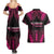 Breast Cancer Pink Out Couples Matching Summer Maxi Dress and Hawaiian Shirt Polynesian Art Tattoo Black Version