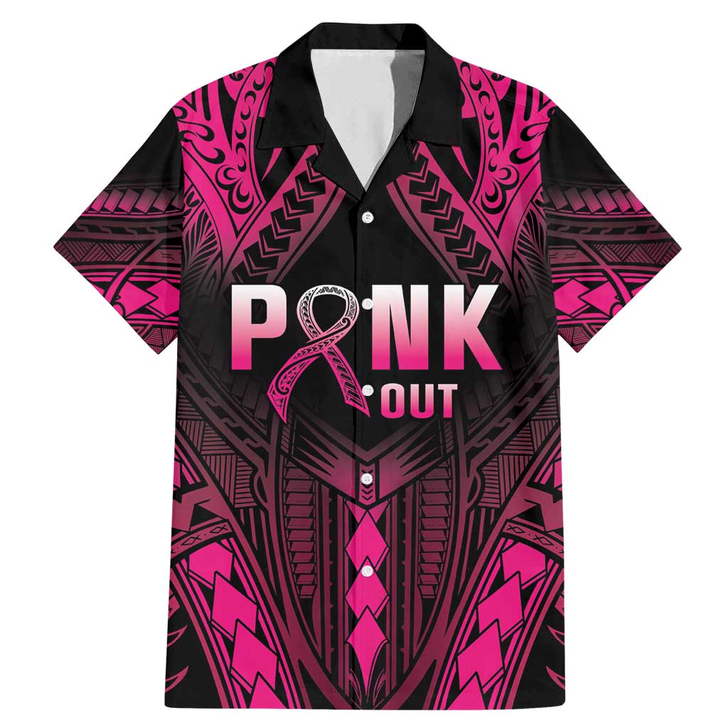 Breast Cancer Pink Out Family Matching Mermaid Dress and Hawaiian Shirt Polynesian Art Tattoo Black Version LT05 Dad's Shirt - Short Sleeve Black - Polynesian Pride