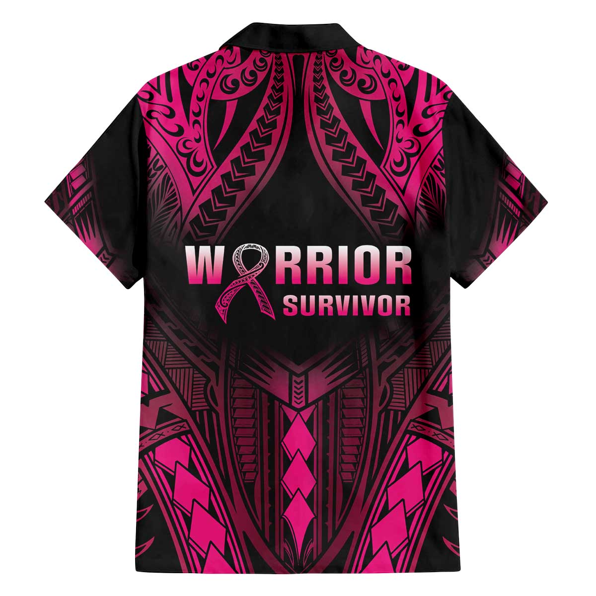 Breast Cancer Pink Out Family Matching Off Shoulder Short Dress and Hawaiian Shirt Polynesian Art Tattoo Black Version