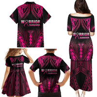 Breast Cancer Pink Out Family Matching Puletasi and Hawaiian Shirt Polynesian Art Tattoo Black Version LT05 - Polynesian Pride