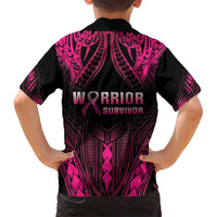 Breast Cancer Pink Out Family Matching Short Sleeve Bodycon Dress and Hawaiian Shirt Polynesian Art Tattoo Black Version LT05 - Polynesian Pride