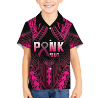 Breast Cancer Pink Out Family Matching Short Sleeve Bodycon Dress and Hawaiian Shirt Polynesian Art Tattoo Black Version LT05 Son's Shirt Black - Polynesian Pride
