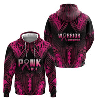 Breast Cancer Pink Out Hoodie Polynesian Art Tattoo Black Version