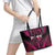 Breast Cancer Pink Out Leather Tote Bag Polynesian Art Tattoo Black Version