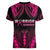 Breast Cancer Pink Out Women V-Neck T-Shirt Polynesian Art Tattoo Black Version