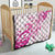 Breast Cancer Awareness Quilt Ribbon Polynesian Pattern White Version