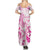 Personalised Breast Cancer Awareness Summer Maxi Dress Ribbon Polynesian Pattern White Version