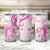 Personalised Breast Cancer Awareness Tumbler Cup Ribbon Polynesian Pattern White Version