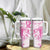 Personalised Breast Cancer Awareness Tumbler With Handle Ribbon Polynesian Pattern White Version