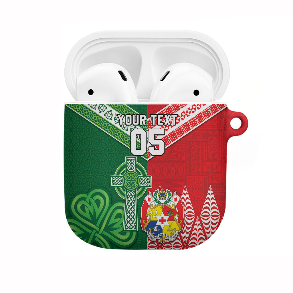 Tonga Ireland Rugby Custom AirPods Case Ikale Tahi With Shamrocks Together