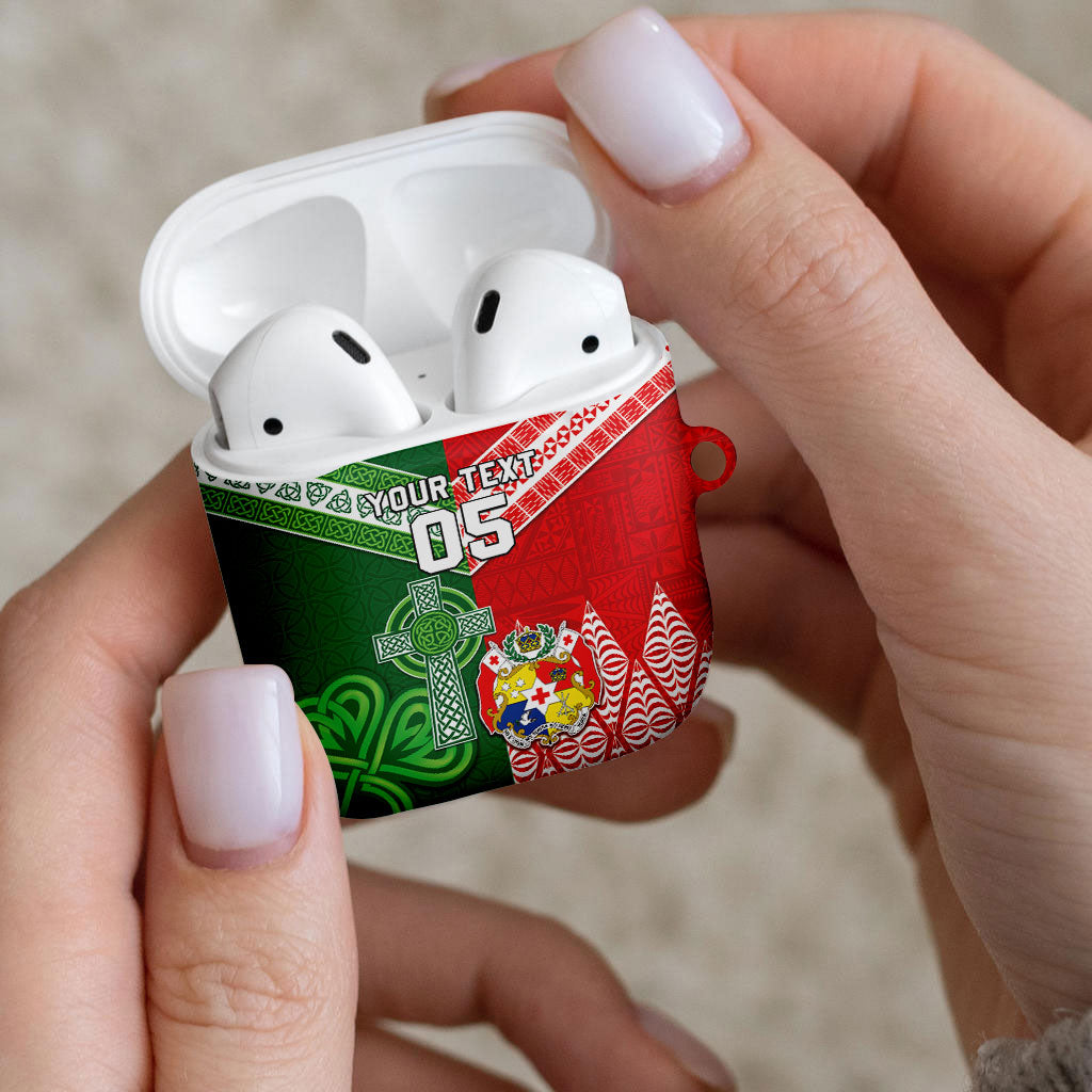 Tonga Ireland Rugby Custom AirPods Case Ikale Tahi With Shamrocks Together