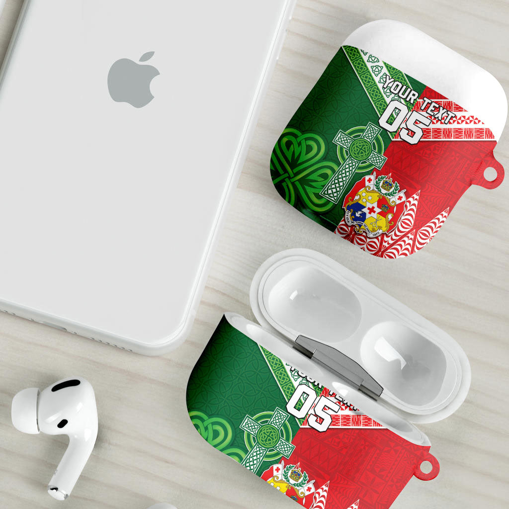 Tonga Ireland Rugby Custom AirPods Case Ikale Tahi With Shamrocks Together