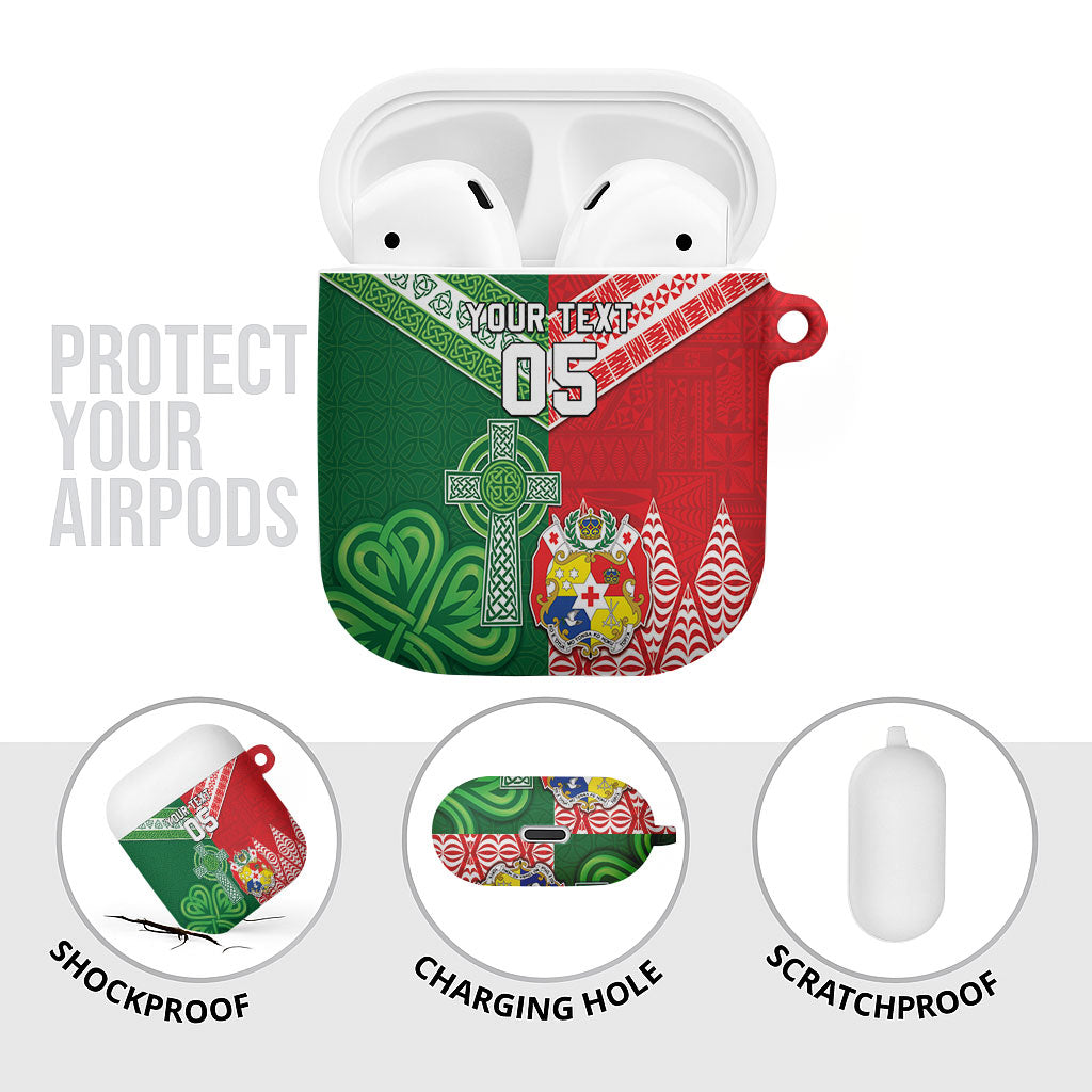 Tonga Ireland Rugby Custom AirPods Case Ikale Tahi With Shamrocks Together