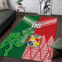 Tonga Ireland Rugby Custom Area Rug Ikale Tahi With Shamrocks Together