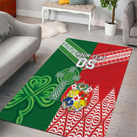 Tonga Ireland Rugby Custom Area Rug Ikale Tahi With Shamrocks Together