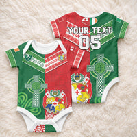 Tonga Ireland Rugby Custom Baby Onesie Ikale Tahi With Shamrocks Together