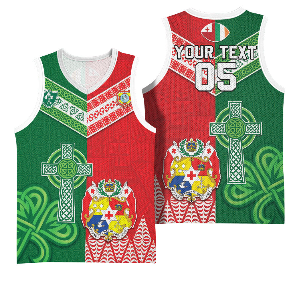 Tonga Ireland Rugby Custom Basketball Jersey Ikale Tahi With Shamrocks Together