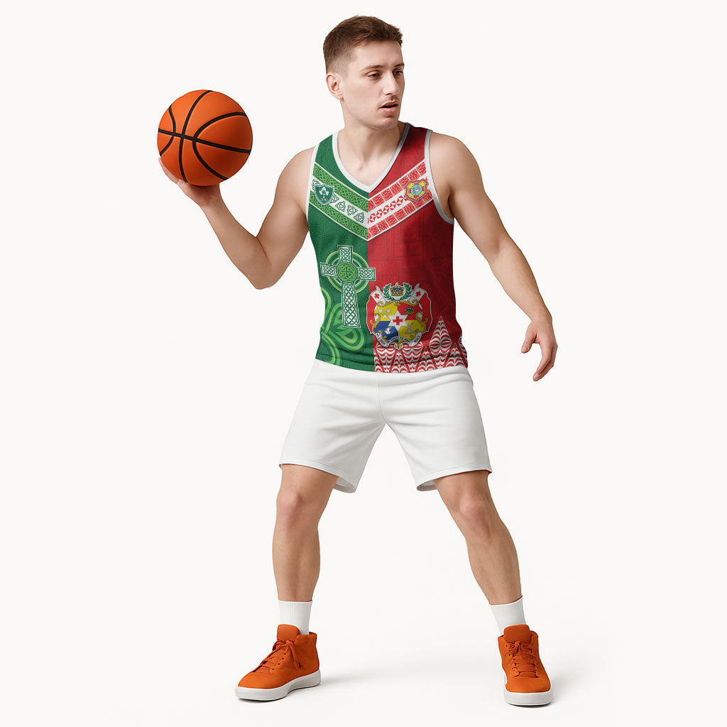 Tonga Ireland Rugby Custom Basketball Jersey Ikale Tahi With Shamrocks Together
